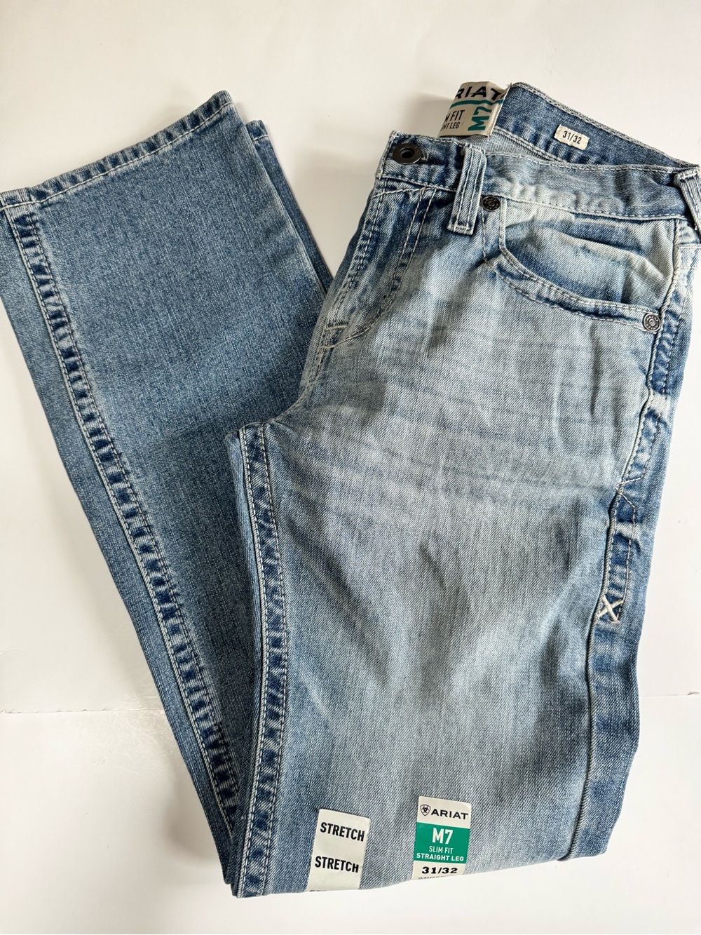 NWT! Ariat M7 Mens Slim Fit  Straight Leg Jeans 31x32 Work Stretch Denim Blue